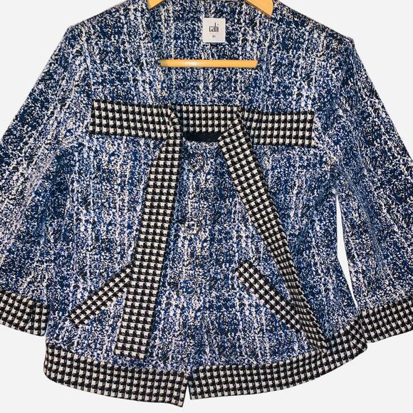 CABI Reina "Ladies Who Lunch" 21 Club Textured Houndstooth Blazer Jacket Size xs - Picture 4 of 9